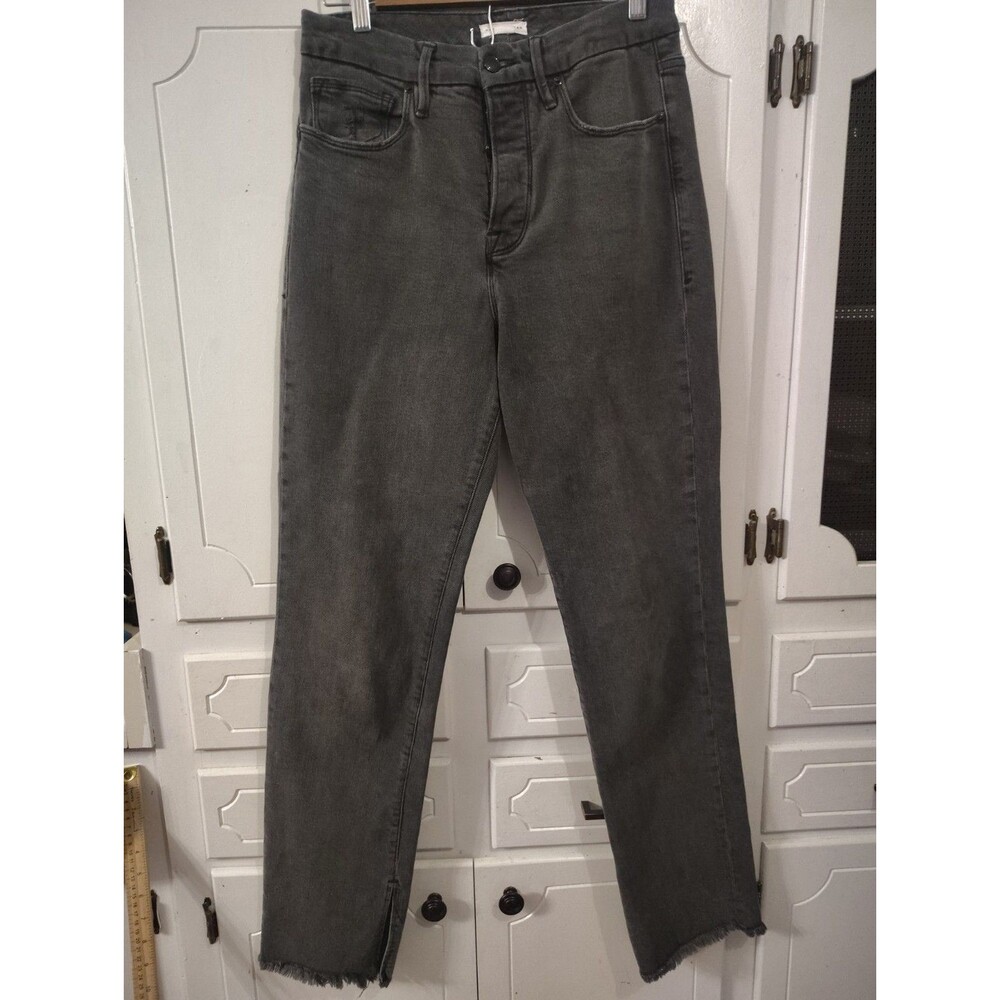Good American straight leg Jeans High Rise Women Size  8 Black Denim Comfort